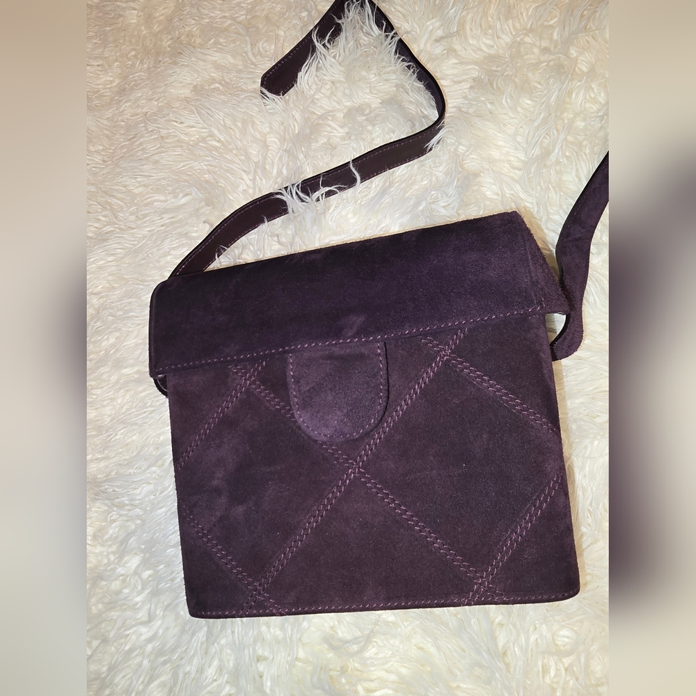 Salvatore Ferragamo Plum/violet Suede Crossbody, Vintage